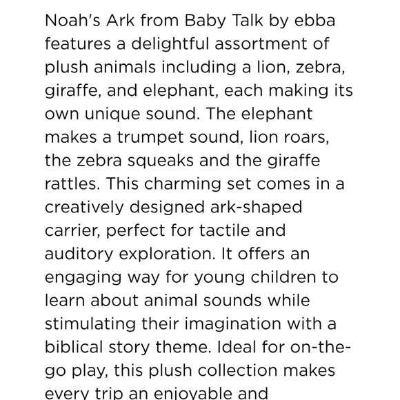 Nwt! Ebba Small Multicolor Baby Talk 8" Noah's Ark Engaging Baby Stuffed Animal - Picture 2 of 7